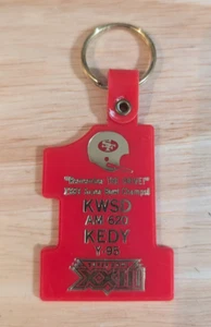 vintage 1989 49er super bowl champs/#1 shaped/red/gold/key chain - Picture 1 of 3