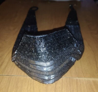 Cinturón Christian Dior "CEINTURES" Negro Plata Lentejuelas Cuentas con Gancho S/M Talla Años 70 Foto 1 de 3