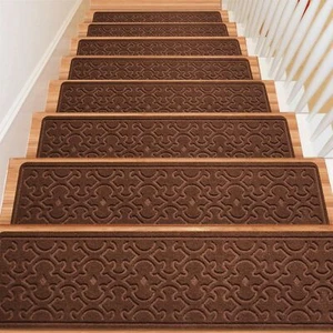 15Pcs Stair Treads for Wooden Steps Indoor with Self Adhesive 8"x30" Non Slip... - Picture 1 of 8