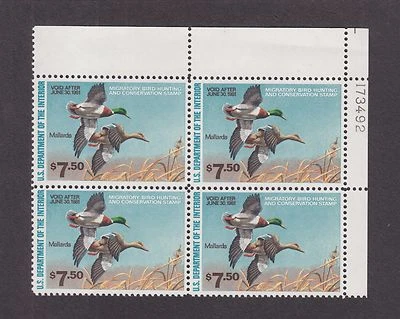 US RW47 Hunting Permit Duck Stamp Mint Plate Block of 4 VF-XF OG NH - Image 1 of 2