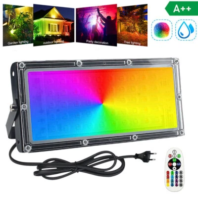 RGB Fluter Strahler Außen 50W Bunt Strahler LED Fluter Flutlichtstrahler IP65 DE - Bild 1 von 4