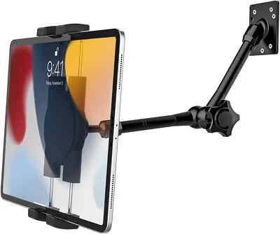 Tablet Wall Mount Arm Adjustable Wall iPad Holder Swivel Arm Metal Wall - Image 1 of 4