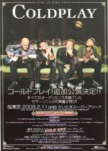 COLDPLAY 2009 Viva La Vida Tour ORIGINAL JAPANESE POSTER size: 10x7 inches - Imagen 1 de 1