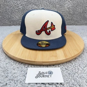 Atlanta Braves Cappello Berretto Fitted Uomo 7 1/2 Blu Bianco MLB Baseball Nuova Era Termico - Foto 1 di 9