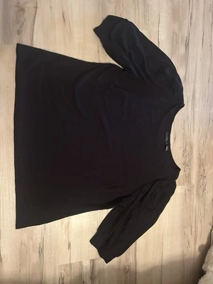 WOMENS HALOGEN BLACK SHORT SLEEVE BLOUSE SIZE L LARGE SCOOP NECK - Image 1 of 3