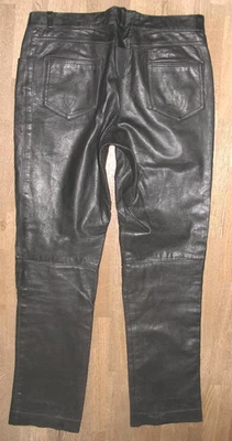 fertige! Herren- LEDERJEANS / Lederhose schwarz aus Glattleder ca. W34 / L34-35 - Bild 1 von 4