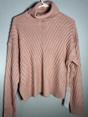 NWT— Lumiere Women's Sweater Turtle Neck Pink Knitted SIZE Large - Image 1 of 3