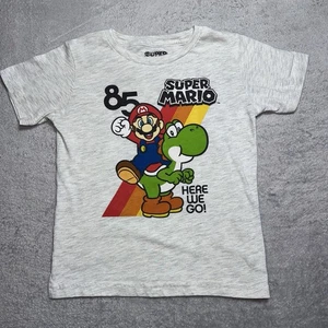 Super Mario Kids T-Shirt 5T Yoshi Gray Nintendo Graphic Tee Boys 85 Retro EUC - Picture 1 of 5