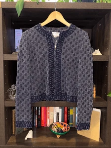 St. John Collection blau & weiß durchgehender Reißverschluss Strickjacke Größe 8 - Bild 1 von 8