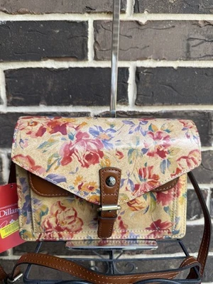 Bandolera Patricia Nash Cassano Floral Cuero Flores del Egeo Bronceado Multi Nueva con Etiquetas Foto 1 de 4