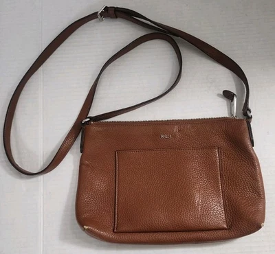 Bandolera pequeña Lauren Ralph Lauren Cartera Marrón Imitación Cuero Guijarro Foto 1 de 4