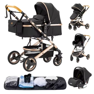 Passeggino 3 in 1 in alluminio leggero pieghevole seggiolino neonato ovetto - Foto 1 di 3