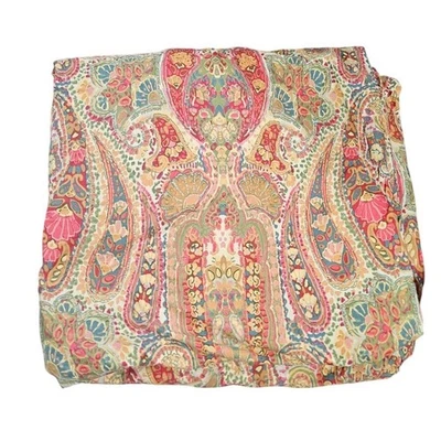 Pottery Barn Rosalie King Cotton Red Paisley Duvet Cover Boho Classic Multicolor - Image 1 of 4