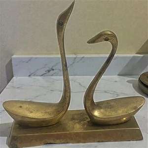 Vintage Schwäne Herzstück Messing Briefbeschwerer Figuren - Bild 1 von 5