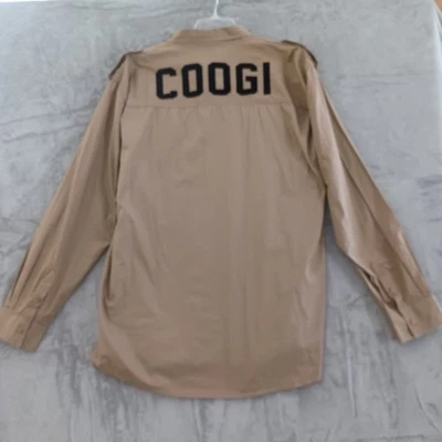 Coogi Shirt Sz 4X Y2K 90s Mens Khaki Big Logo Military Long Sleeve Button Up - Image 1 of 4