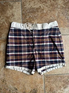 Vintage Jantzen Swim Trunks Men’s 36 USA Plaid Shorts Drawstring Retro Tennis - Picture 1 of 15