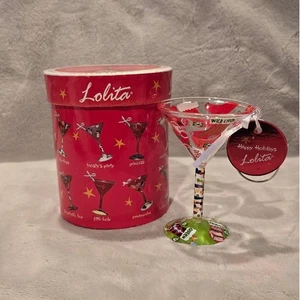 Lolita Mini-tini Holiday "Stocking Stuffer"  Martini Stocking Glass Ornament - Picture 1 of 10