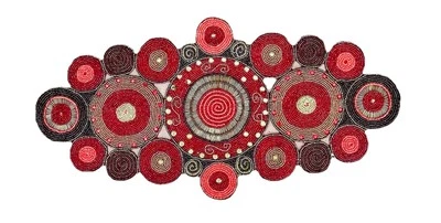 VTG Pier 1 Imports Red & Gold Beaded Table Runner Medallion Centerpiece INDIA - Image 1 of 4