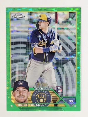 2023 Topps Chrome Brice Turang #170 Green Sonar Refractor 31/99 RC - Image 1 of 2