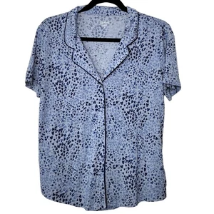 GAP Body TrueSleep Short Sleeve Sleep Shirt Blue Heart Print Women Sz XS  - Picture 1 of 5