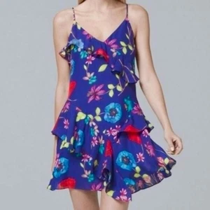 Parker Dress floral Holly ruffle blossom sleeveless silk size 0 mini flowy dress - Picture 1 of 7