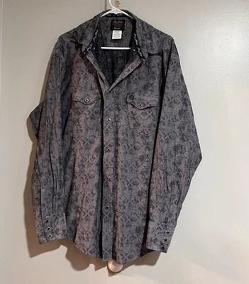 George Straight Troubadour Shirt Mens XL Western Snap Up Gray Long Sleeve - Image 1 of 4