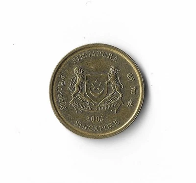 2005 Singapore - 5 Cents - 597 - Aluminum Bronze - 1.5g - Image 1 of 2