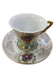 Vintage Sonoco Demitasse Mini Tea Cup and Saucer Trimmed in Gold. Made in Japan - Picture 1 of 13
