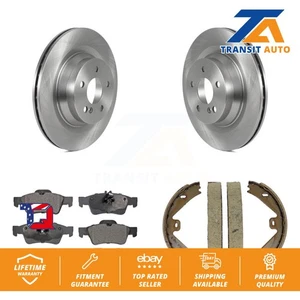 Rear Disc Rotors Ceramic Pads & Parking Shoes Kit For Mercedes-Benz E550 CLS550 - Picture 1 of 12