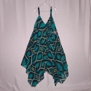 Vestido Mlle Gabrielle 3X Tirantes Dobladillo Asimétrico Azul Verde Dorado Forrado Y2K Hada - Imagen 1 de 10