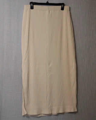 Antigua Maxi Falda Azul Marino Cintura Alta Punto Acanalado Aberturas Laterales Mujer L #H99-11 Foto 1 de 4