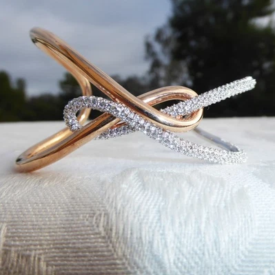 PRECIOSA PULSERA BRAZALETE INFINITO TONO ORO Y PLATA DOS TONOS CRISTAL SWAROVSKI Foto 1 de 4