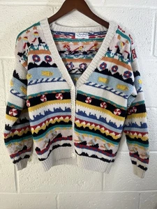 Jason Younger Knit Cardigan Sweater Size M Coogi Style British Passage VTG 90s - Picture 1 of 7