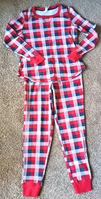 Conjunto de pijama térmico feminino Gilligan & O'Malley 2 peças tamanho pequeno vermelho azul xadrez - Imagem 1 de 4
