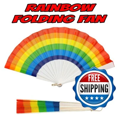 Abanico de Mano Plegable Arco Iris ACCESORIO DE VESTIDO ORGULLO GAY LGBTQ Desfile Fiesta Suministros Foto 1 de 3