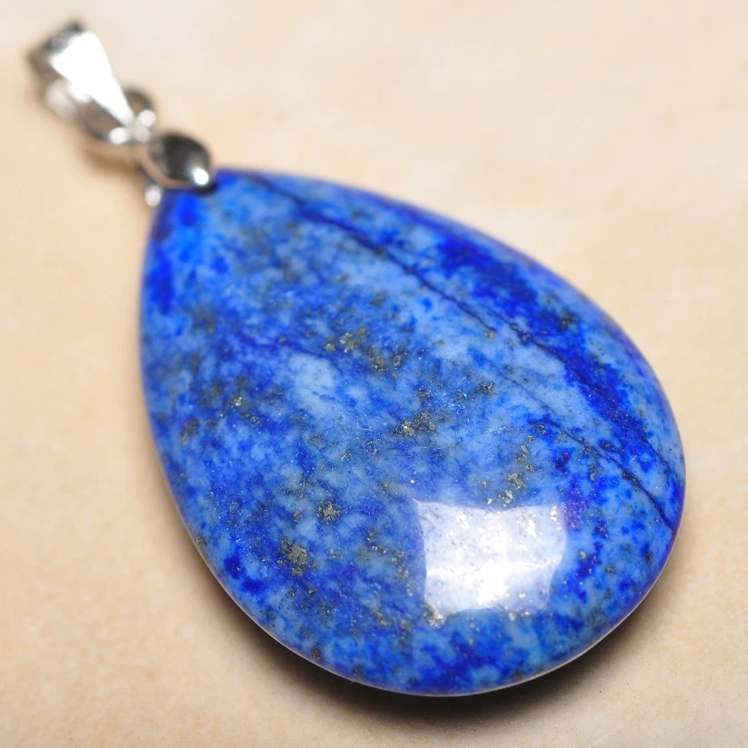 Colgante de piedras preciosas naturales de jaspe lapislázuli pirita azul de 1,5" 18 quilates en peso usado #P12357 Foto 1 de 1