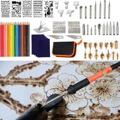 60W Wood Burning Pen Tool Soldering Welding Stencil Iron Pyrography Kit Craft - Image 1 of 4