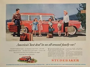 1955 vintage Studebaker Red Station Wagon 4 porte bambini e moglie borse confezionate - Foto 1 di 1