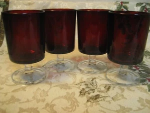 Red RUBY CAVALIER Wine Goblet Set of 4 D'Arques Luminarc 4" FRANCE EUC Lot A - Picture 1 of 6