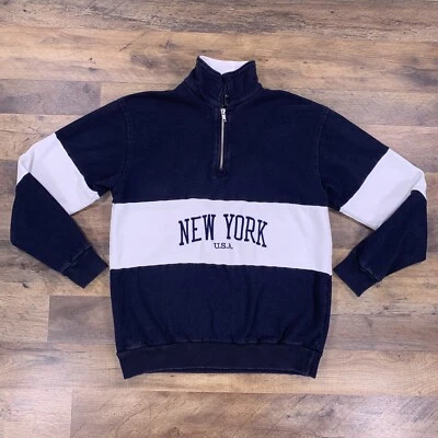 Sudadera John Galt Mujer Azul Medio Nueva York 1/4 Cremallera Pullover Foto 1 de 4