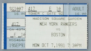 Mark Messier 1st game as Captain NY Ticket Stub 10-7-1991 Bruins Rangers Gartner - Picture 1 of 8