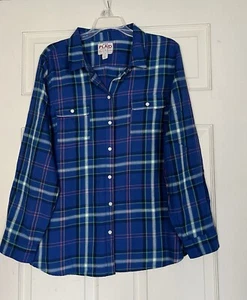 Women Button Front Long Sleeve Flannel Shirt SZ: XL  NWT - Picture 1 of 5