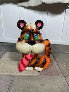 Vintage Keramik Tiger Krawatte Sparschwein Marke Japan 6" groß selten - Bild 1 von 4