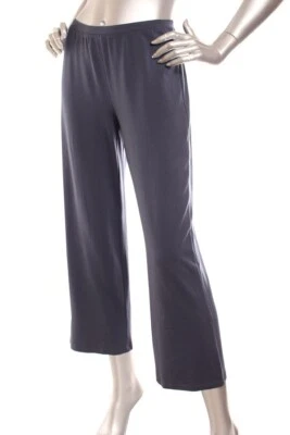 NUEVO Pantalón Jersey Eileen Fisher Fácil Ajuste Hasta el Tobillo Pierna Recta Azul Foto 1 de 3