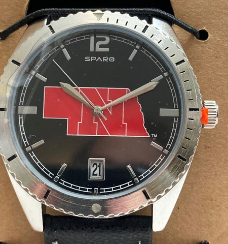 New Nebraska Cornhuskers Sparo Guard Style Men's Sports Watch Black Leather Band Cover
