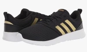 NEW adidas Women's QT Racer 2.0 Running Shoes H05800, Black/Gold, Size 7 - Picture 1 of 8