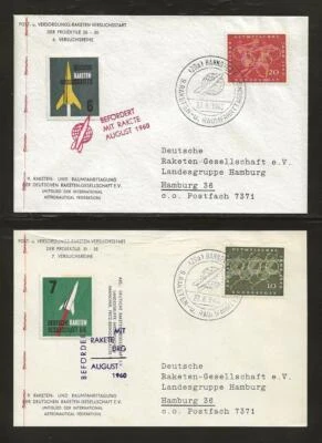 ALEMANIA DRG Cohete Mail 1960 - EZ 19C1 (cubierta) y 19C2 (tarjeta) Foto 1 de 2