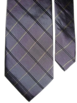 Corbata a cuadros gris estaño Preswick & Moore para hombre 3 7/8" x 59" Foto 1 de 2