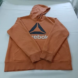 Reebok Delta Logo Men's Orange Cotton Blend Hoodie Pullover Sweatshirt Sz Large - Picture 1 of 20