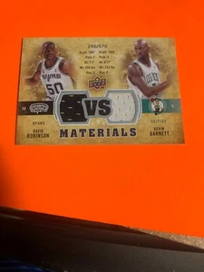 2009-10 UPPER DECK DAVID ROBINSON VS MATERIALS DUAL KEVIN GARNETT 266/570 - Picture 1 of 1
